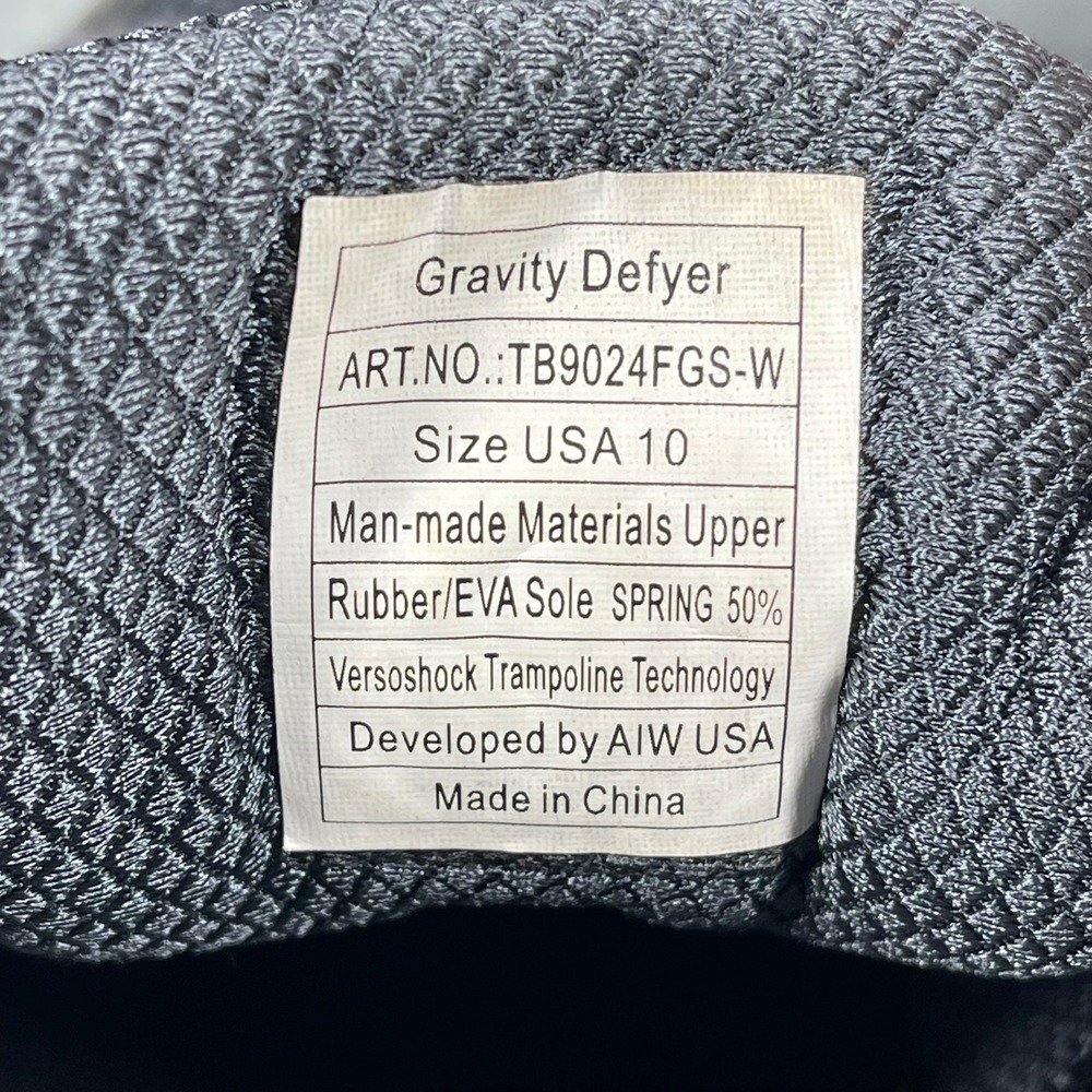 Gravity Defyer G-Defy Ion Mens Size 10 Grey Black VersoShock Sneakers - Picture 8 of 10